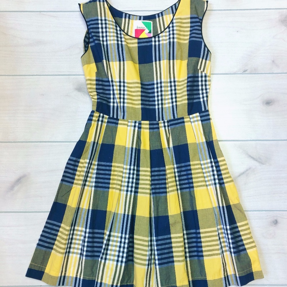 Fervour Yellow & Blue Plaid Dress